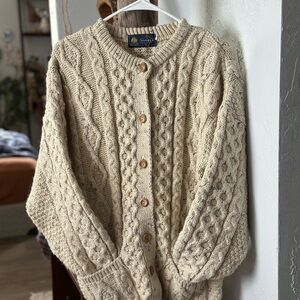 Tivoli Cream Cardigan with Classic Cable Knit Design